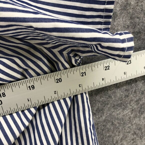 Ava & Viv Short Sleeve Blouse Womens 1X Blue White Stripe Off Shoulder Cotton - Picture 7 of 9